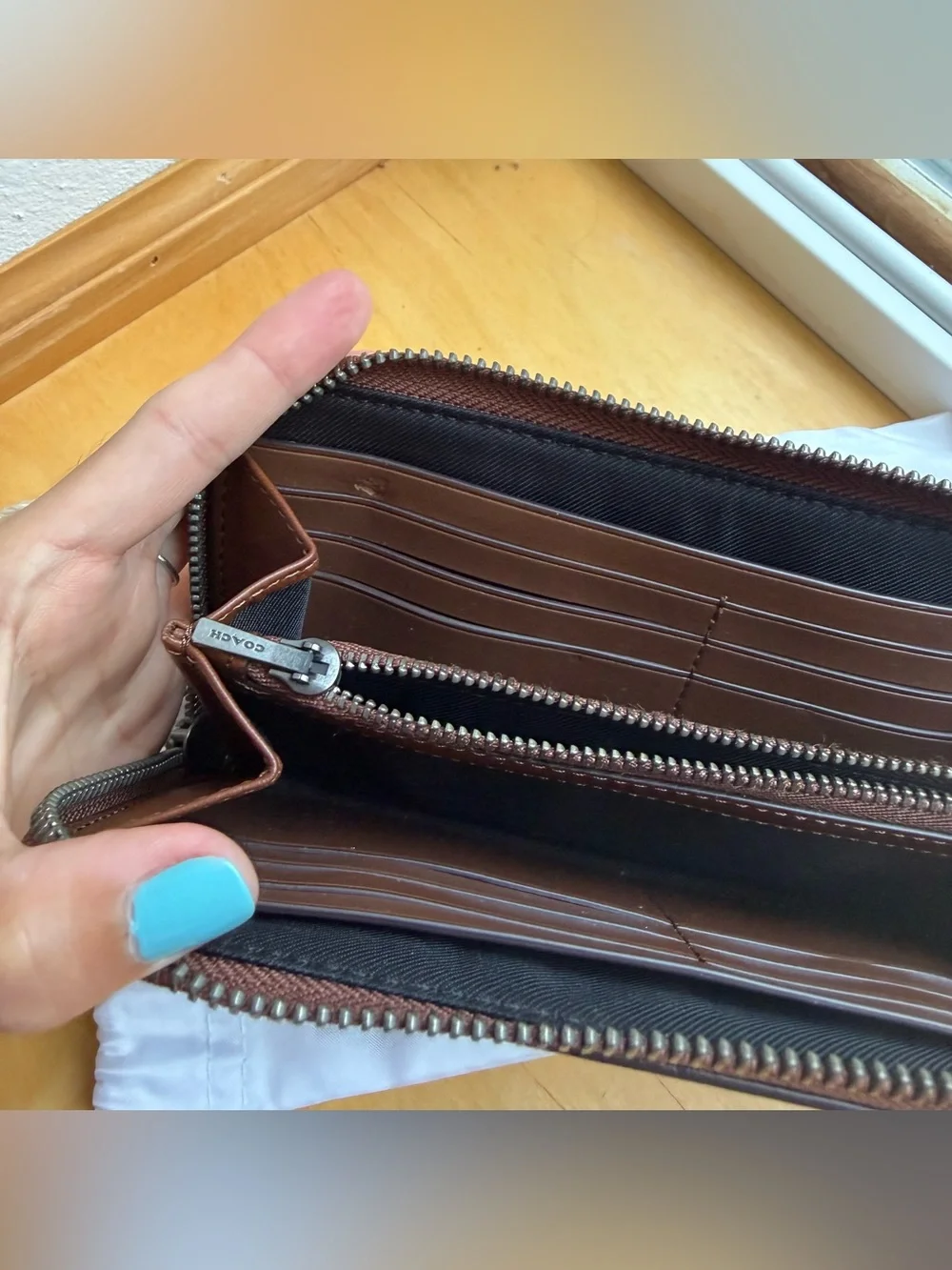 Coach Brown Leather Long Wallet with dust bag